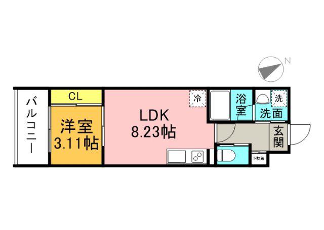 YELLSTAGE長束ウエスト(1LDK/3階)の間取り写真