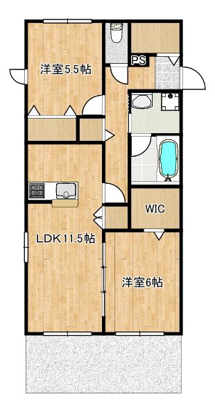 末長4丁目ヘーベルメゾン(2LDK/1階)の間取り写真