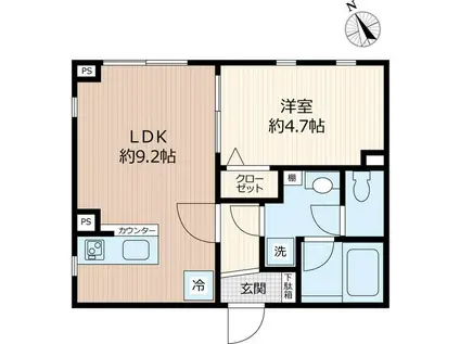TOBE北沢(1LDK/3階)の間取り写真