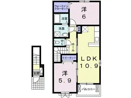 ボヌール シュシュ(2LDK/2階)の間取り写真