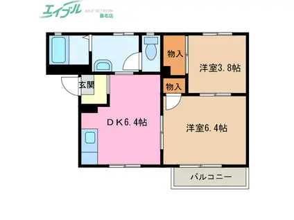 ウェンディ弐番館(2DK/2階)の間取り写真