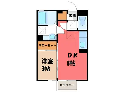 アビターレ狸塚(1DK/2階)の間取り写真