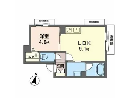 SHAMAISON MIYAZU(1LDK/1階)の間取り写真