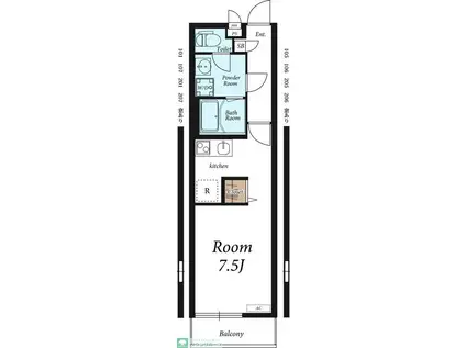 リブリ・加倉(1K/1階)の間取り写真