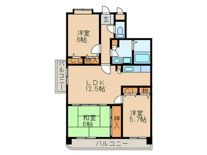グランドゥール白金(3LDK/3階)の間取り写真