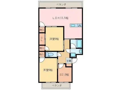 エクシア西条大町(2SLDK/4階)の間取り写真