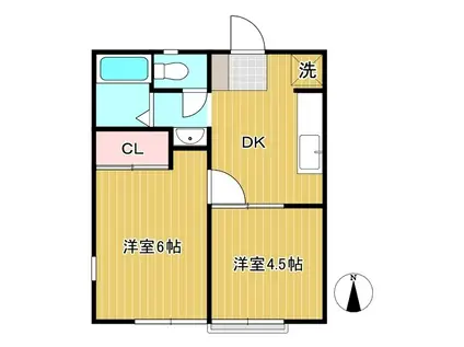 フェリース東金町(2DK/2階)の間取り写真
