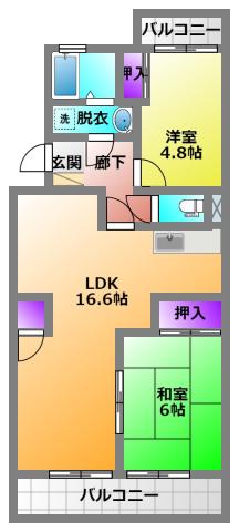 マンションフォーリア(2LDK/3階)の間取り写真