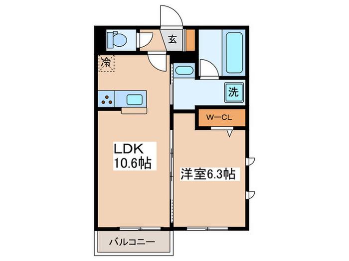 ヴァローレV(1LDK/1階)の間取り写真