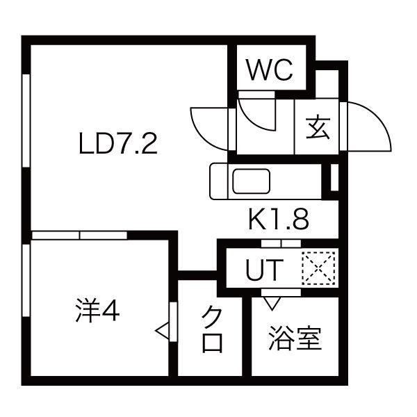 スペランツァ琴似(1LDK/4階)の間取り写真