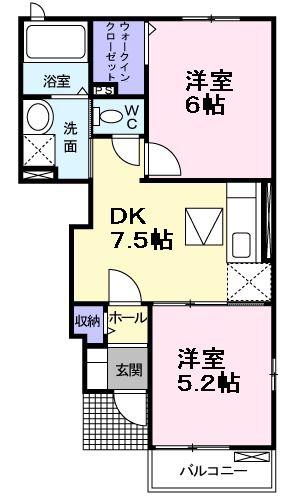クレメント(2DK/1階)の間取り写真