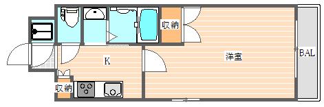 NO.102 CLUB ORIENT(1K/5階)の間取り写真