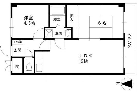 サンルミネ館(2LDK/4階)の間取り写真