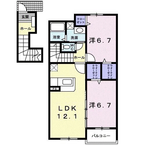 ケープ II(2LDK/2階)の間取り写真