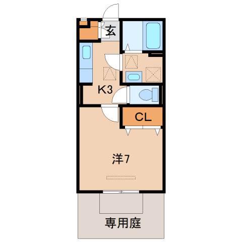 D-ROOM南出島(1K/1階)の間取り写真