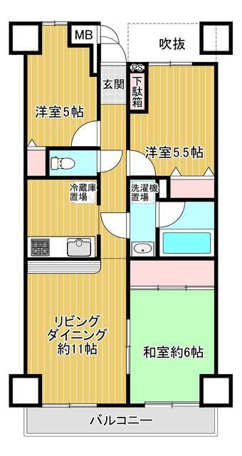 ダイアパレス鶴間フレックス(3LDK/1階)の間取り写真