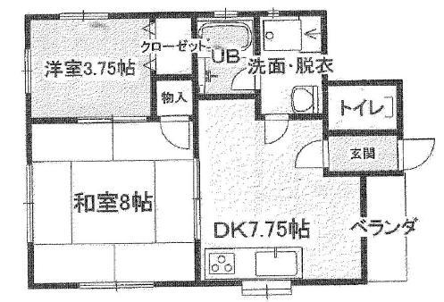 木村ハイツ(2DK/1階)の間取り写真