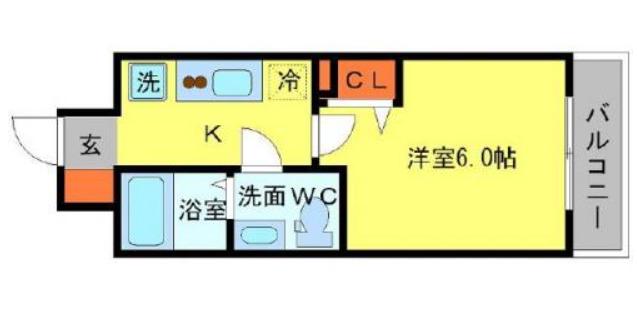 セレニテ北浜(1K/4階)の間取り写真