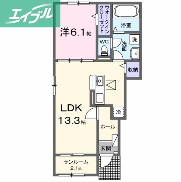 エスポワール昴A(1LDK/1階)の間取り写真
