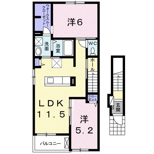 アルコバレーノ ルーチェ(2LDK/2階)の間取り写真
