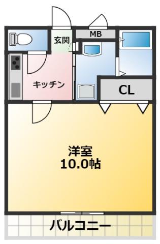 アンプルール リーブル 悠I(1K/2階)の間取り写真