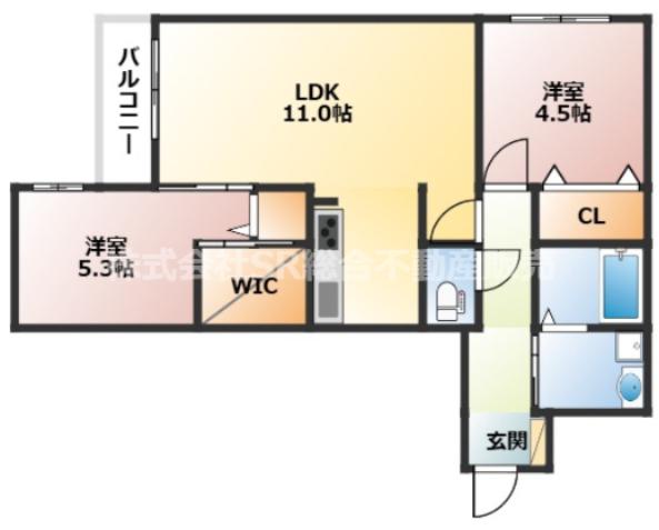 KOGI RESIDENCE 花園本町(2LDK/1階)の間取り写真