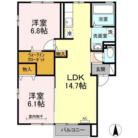 ジュエル・エメラルド(2LDK/2階)の間取り写真