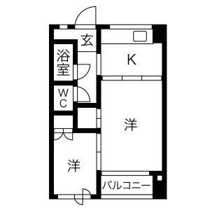 七福ビル(2K/5階)の間取り写真