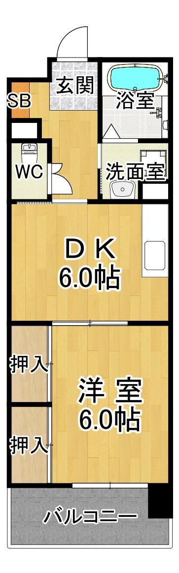 兵庫駅北シティコート(1DK/9階)の間取り写真