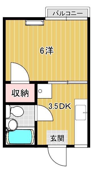 ヴィラージュ藤A棟(1K/1階)の間取り写真