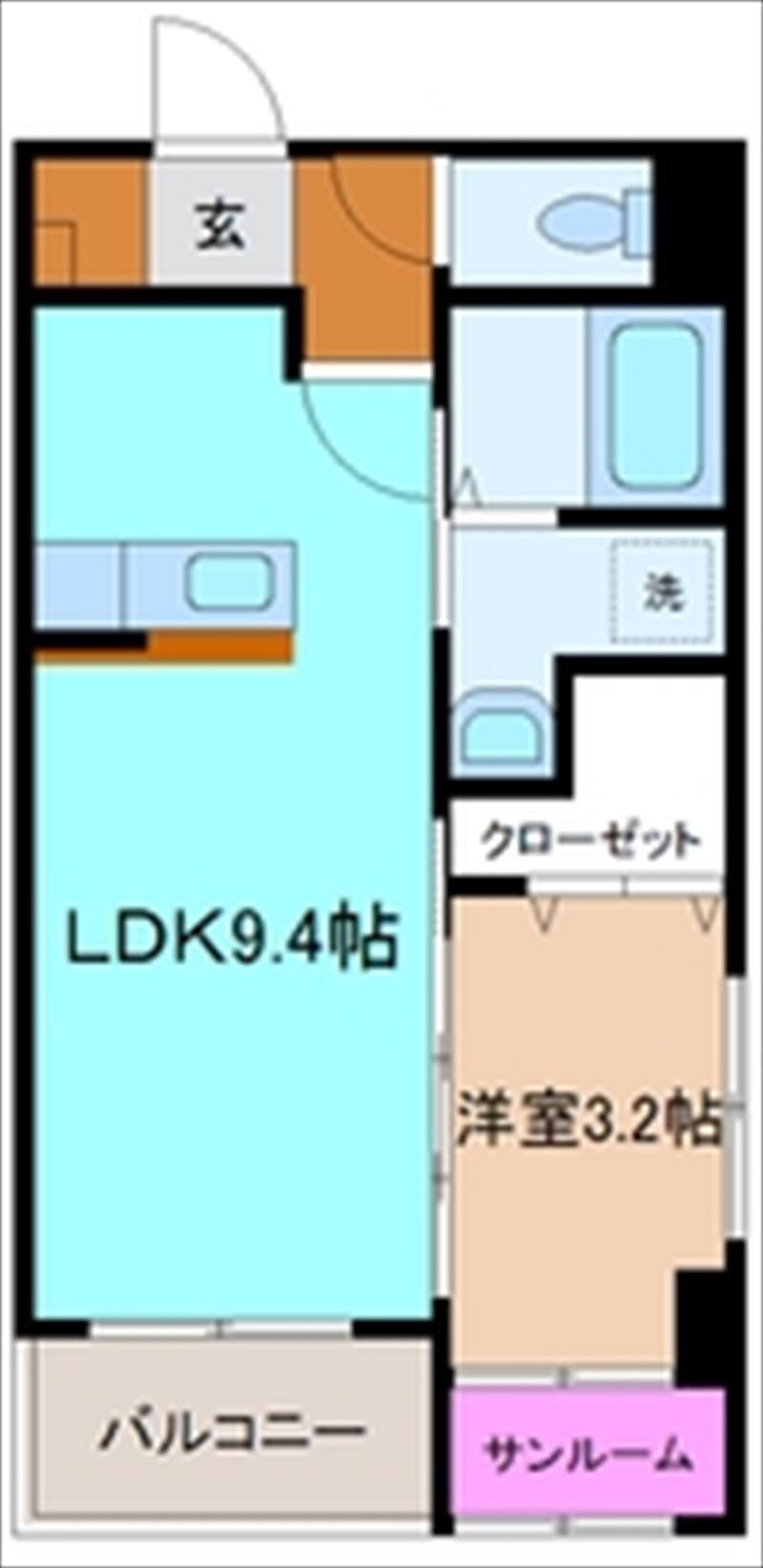 クレセール若松(1LDK/2階)の間取り写真