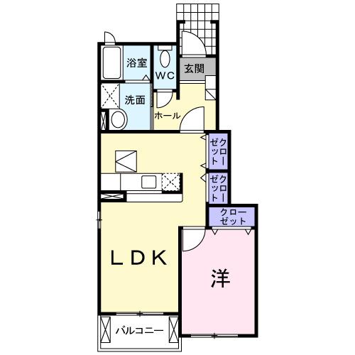 アステ-ル B(1LDK/1階)の間取り写真