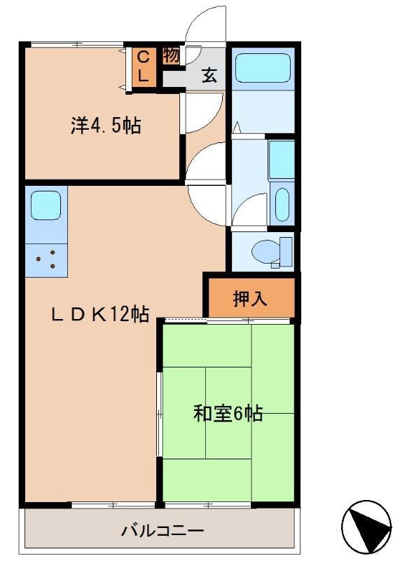 ルミウス鯉池(2LDK/3階)の間取り写真