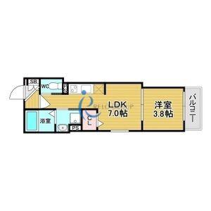 グランツ喜連(1DK/1階)の間取り写真