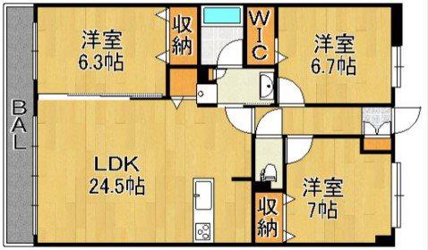 アクアリア平尾浄水(3LDK/3階)の間取り写真