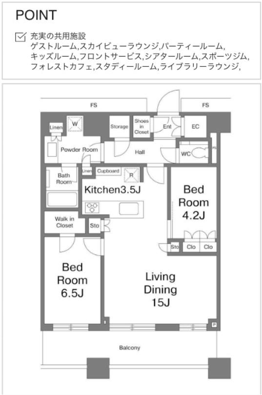 勝どき ザ・タワー(2LDK/47階)の間取り写真