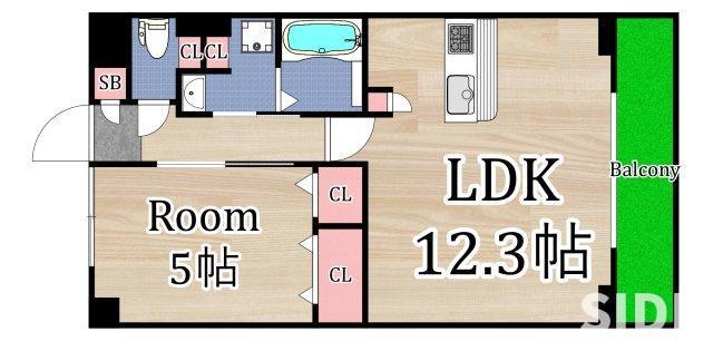 ESTAGEO関目高殿(1LDK/5階)の間取り写真