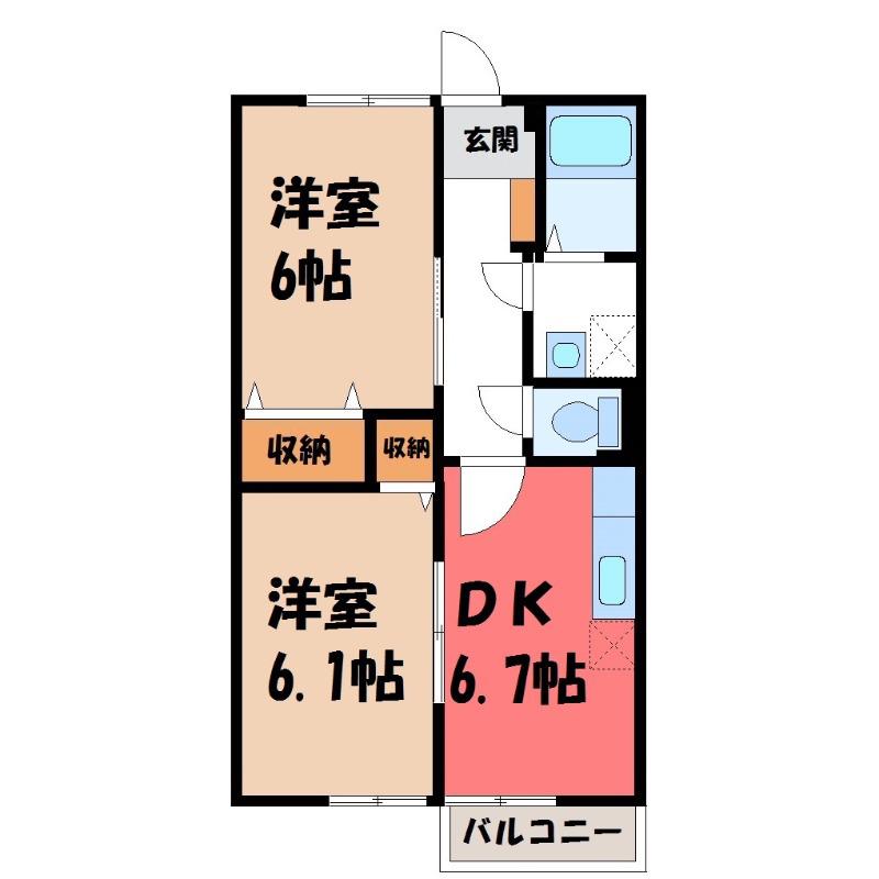 クレールコート(2DK/2階)の間取り写真