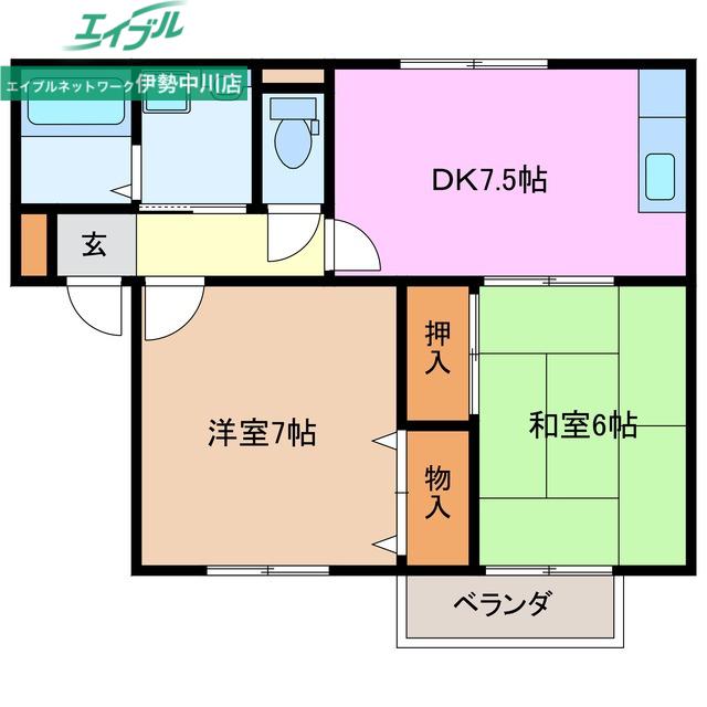サニーホームズYAKENO(2DK/1階)の間取り写真