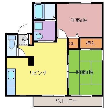 シティハイムハピネス(2LDK/1階)の間取り写真
