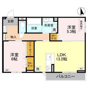 エクシードII(2LDK/2階)の間取り写真