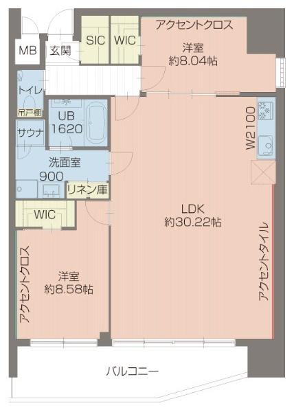 プレジオ北浜(2LDK/2階)の間取り写真