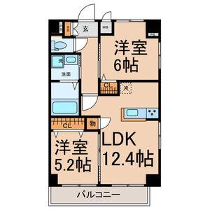 THE RESIDENCE SAKURAYAMA ウエスト(2LDK/9階)の間取り写真