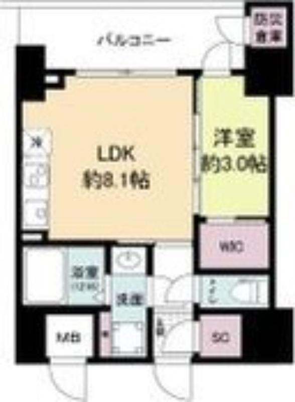 セレニテフラン難波(1LDK/4階)の間取り写真