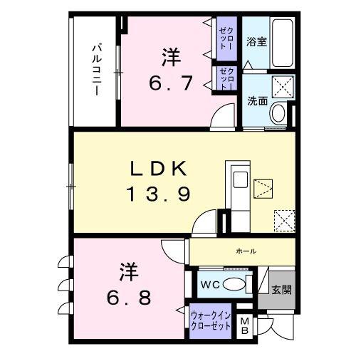 メゾン・ド・サンジュール(2LDK/1階)の間取り写真