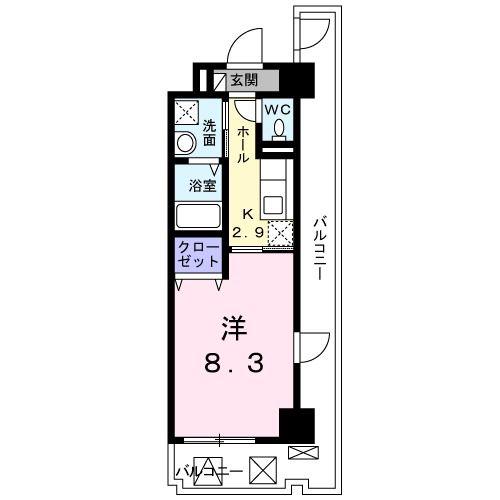 パークサイド宝塚(1K/3階)の間取り写真