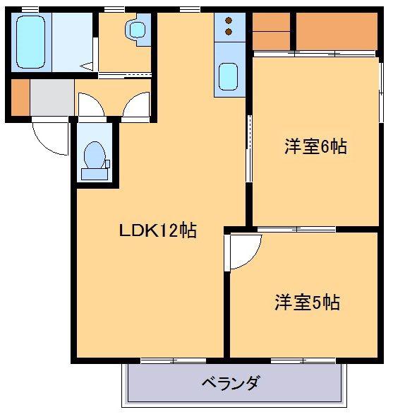 トロワジェーム(2LDK/1階)の間取り写真