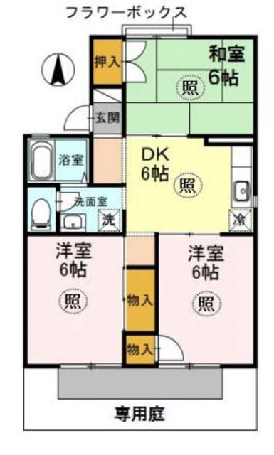 セジュール東落合(3DK/1階)の間取り写真