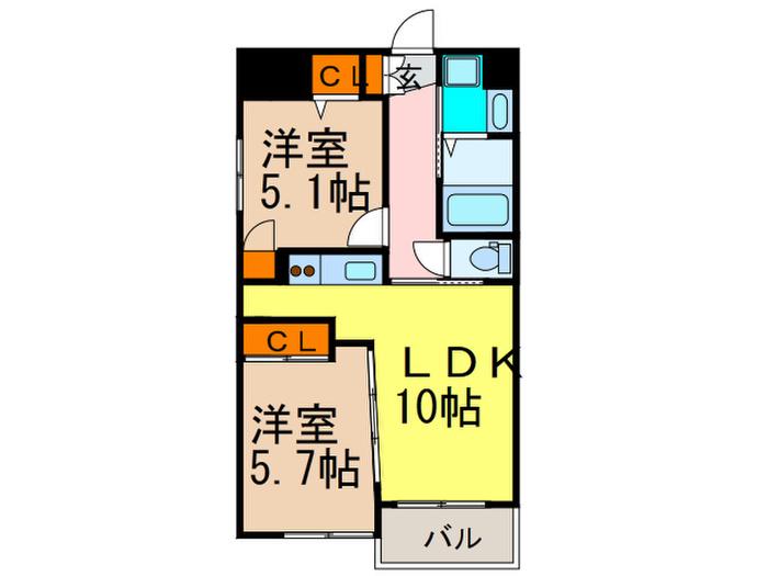 プラネシア神宮道(2LDK/2階)の間取り写真