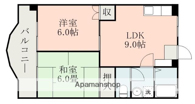 持増マンション(2DK/2階)の間取り写真